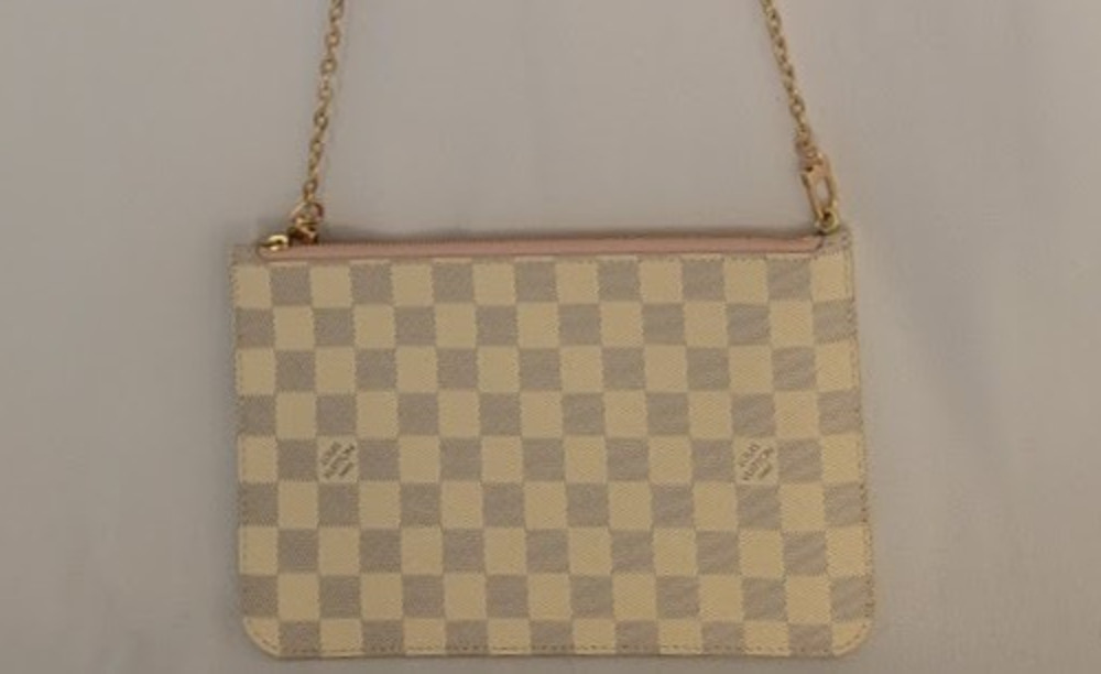 Authentic Louis Vuitton NF MM Pouch Crossbody Damier Azur Rose Ballerine *NEW*